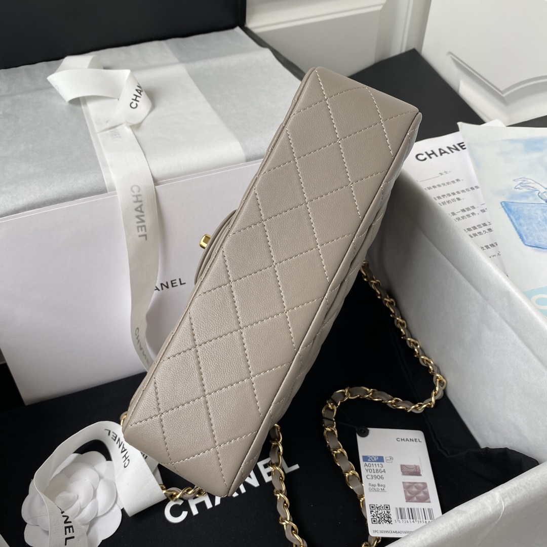 Chanel A01113 Flap Handbag Classic Bag Lambskin Light Gray Gold | chanel a01113 flap handbag classic bag lambskin light gray gold 006