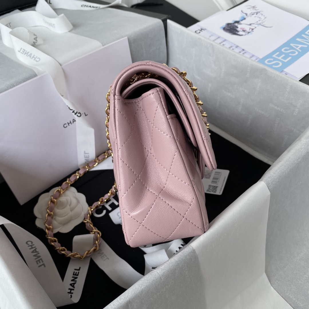 Chanel A01113 Flap Handbag Classic Bag Lambskin Light Pink Gold | chanel a01113 flap handbag classic bag lambskin light pink gold 005