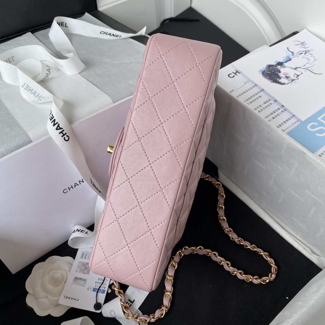 Chanel A01113 Flap Handbag Classic Bag Lambskin Light Pink Gold | chanel a01113 flap handbag classic bag lambskin light pink gold 006