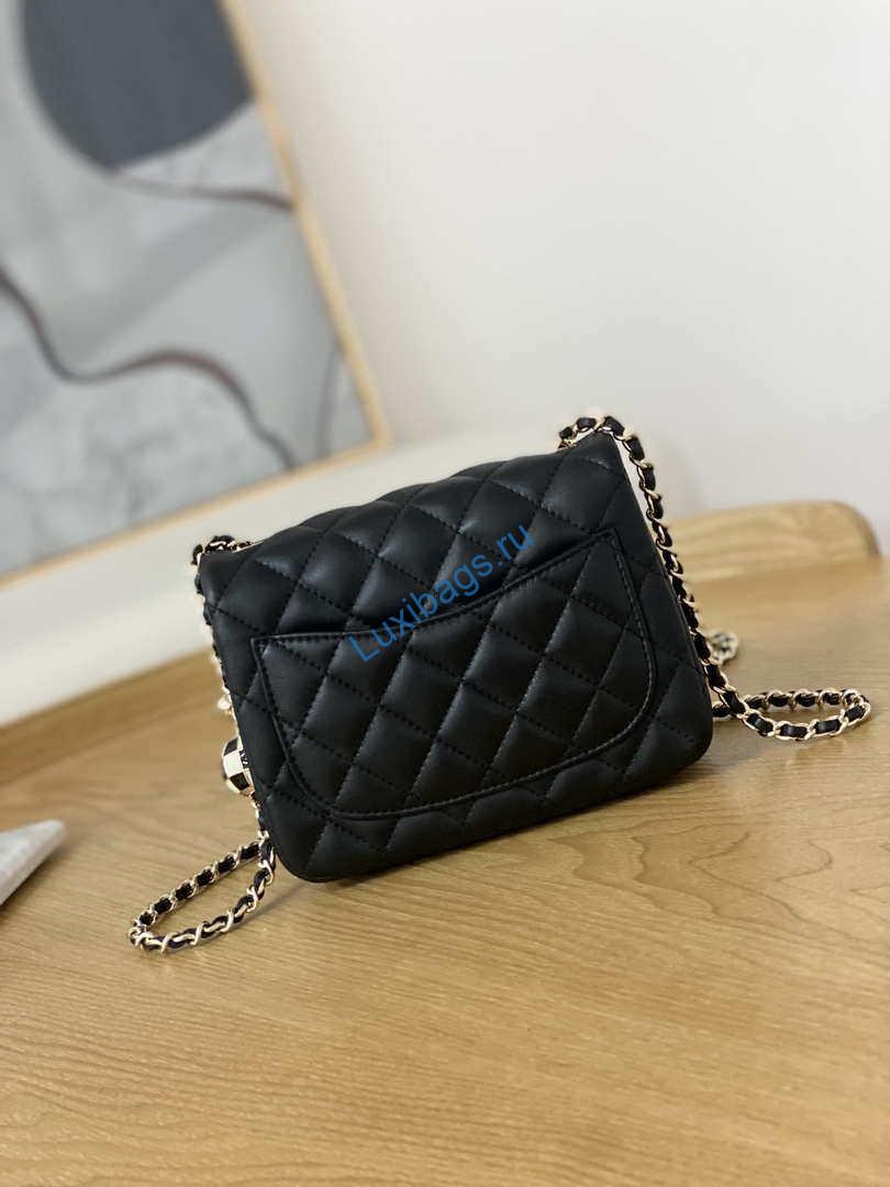 Chanel A35200 Mini Flap Bag 18cm Lambskin Black 1115 With Ball | chanel a35200 mini flap bag 18cm lambskin black 1116 with ball 012