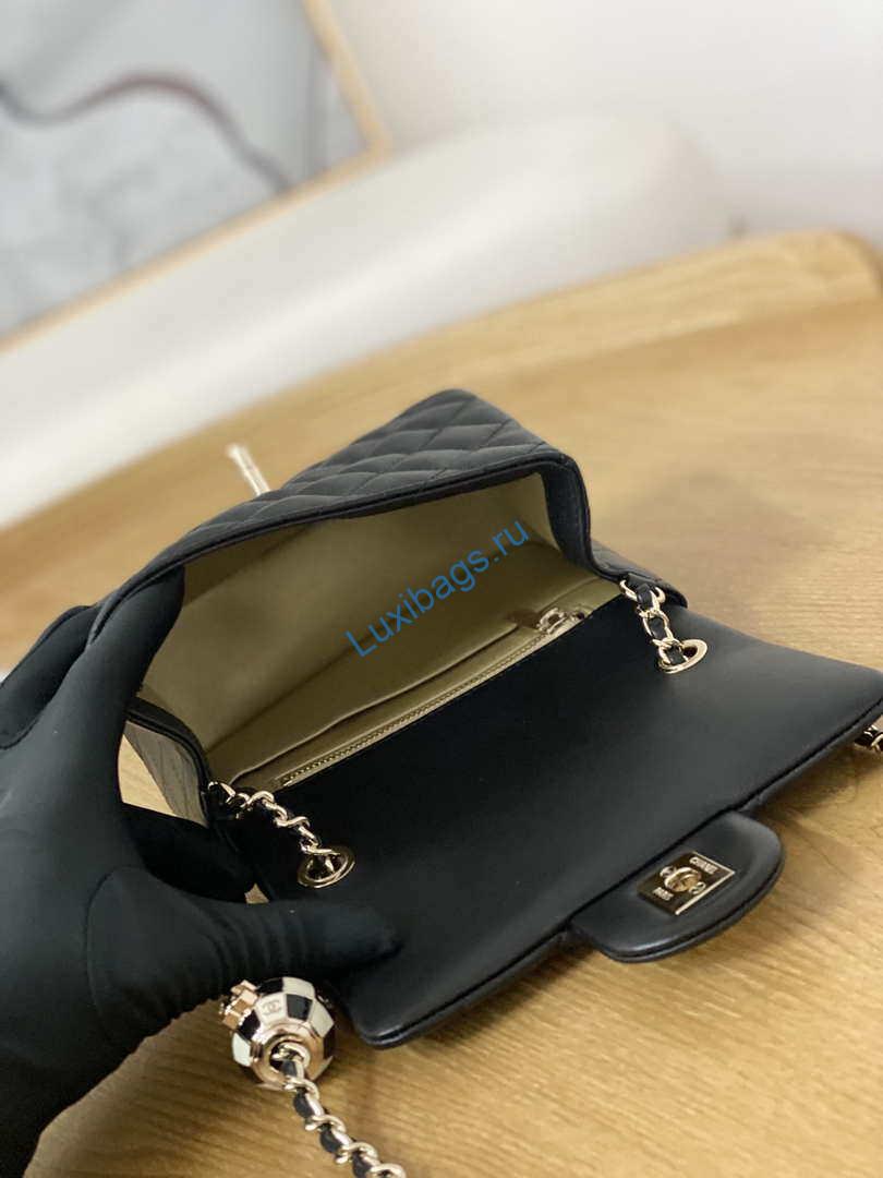 Chanel A35200 Mini Flap Bag 18cm Lambskin Black 1115 With Ball | chanel a35200 mini flap bag 18cm lambskin black 1116 with ball 018