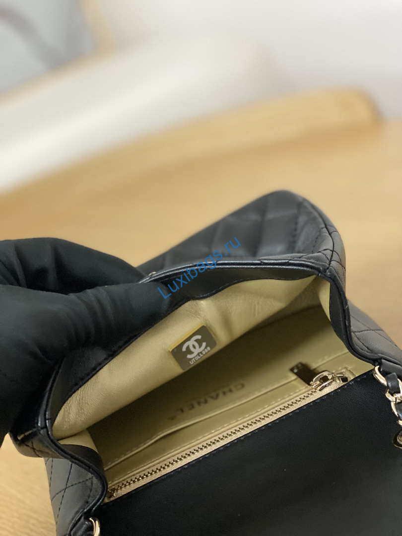 Chanel A35200 Mini Flap Bag 18cm Lambskin Black 1115 With Ball | chanel a35200 mini flap bag 18cm lambskin black 1116 with ball 019