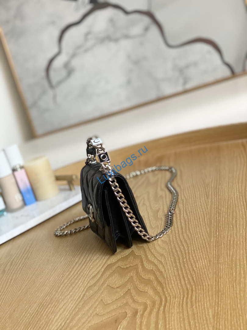 Chanel A81197 Mini Flap Calfskin Enamel & Silver-Tone Metal Black | chanel a81197 mini flap calfskin enamel silver tone metal black 005