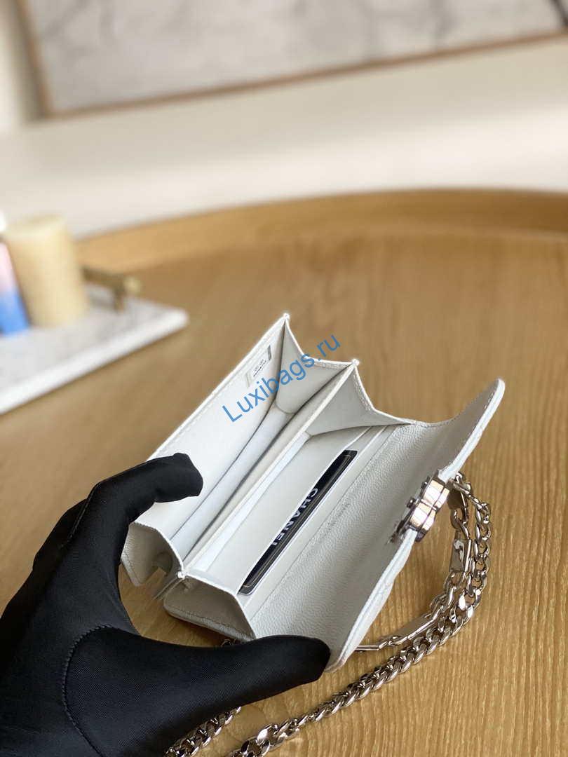 Chanel A81197 Mini Flap Calfskin Enamel & Silver-Tone Metal White | chanel a81197 mini flap calfskin enamel silver tone metal white 009