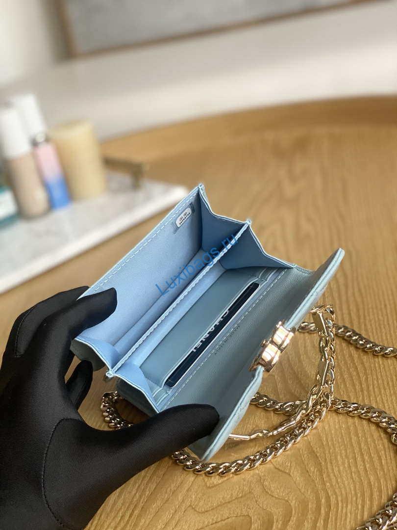 Chanel A81197 Mini Flap Lambskin Enamel & Gold-Tone Metal Light Blue | chanel a81197 mini flap lambskin enamel gold tone metal light blue 008