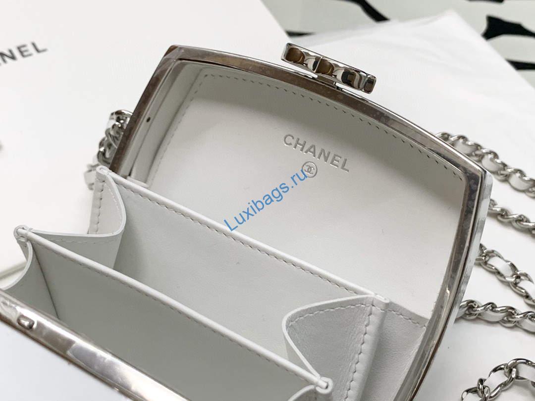 Chanel AP2398 Small Vanity Case Lambskin gold-tone metal White and Silver | chanel ap2398 small vanity case lambskin gold tone metal white and silver 008