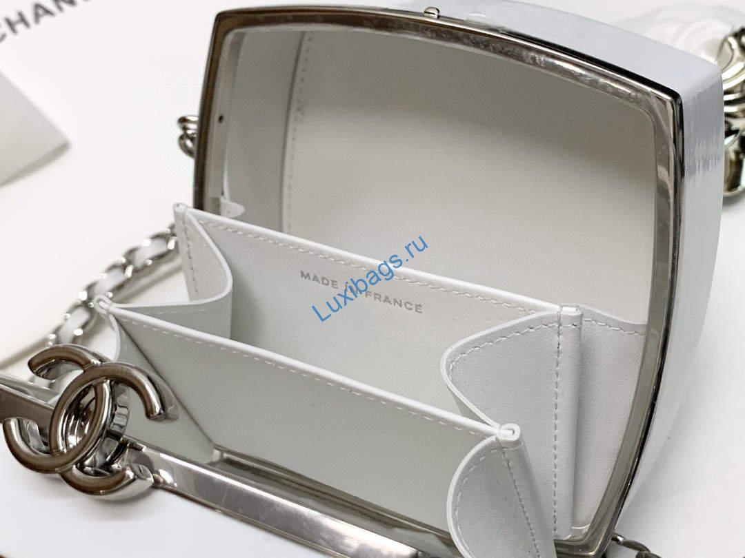Chanel AP2398 Small Vanity Case Lambskin gold-tone metal White and Silver | chanel ap2398 small vanity case lambskin gold tone metal white and silver 009