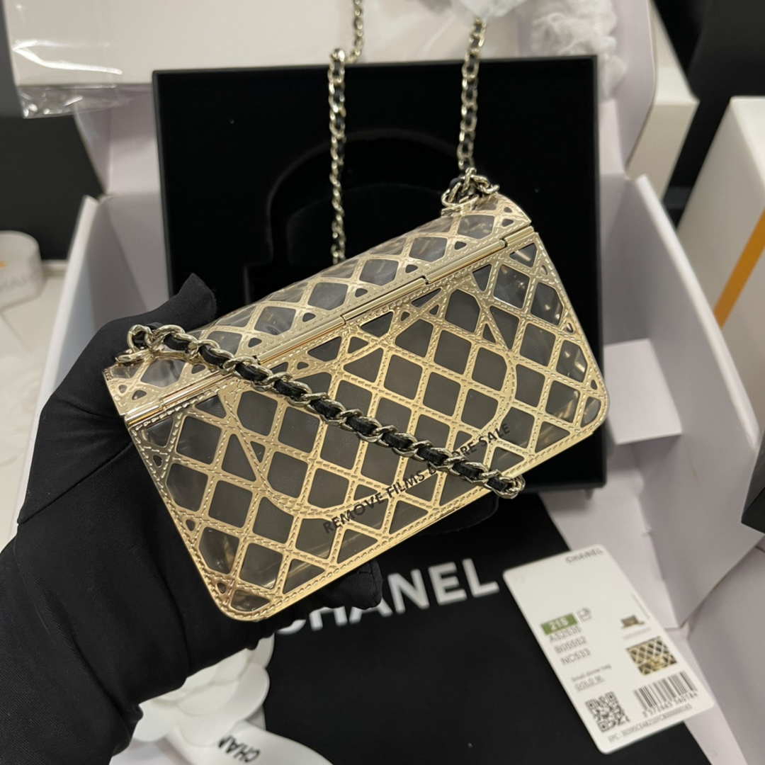 Chanel AS2535 Mini Evening Bag Gold-Tone Metal & Lambskin | chanel as2535 mini evening bag gold tone metal lambskin 009