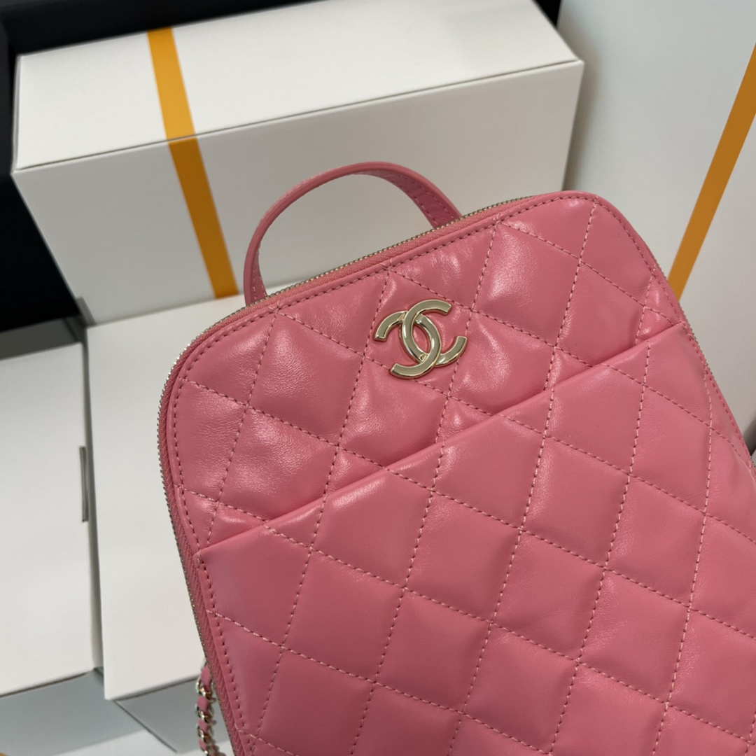 Chanel AS3332 Backpack Shiny Calfskin Bag Pink | chanel as3332 backpack shiny calfskin bag pink 007