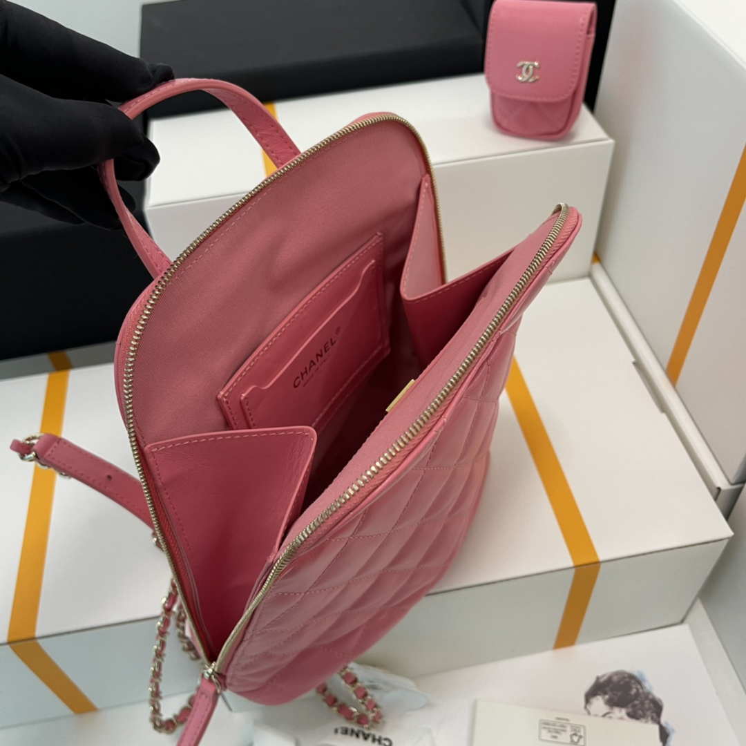 Chanel AS3332 Backpack Shiny Calfskin Bag Pink | chanel as3332 backpack shiny calfskin bag pink 009