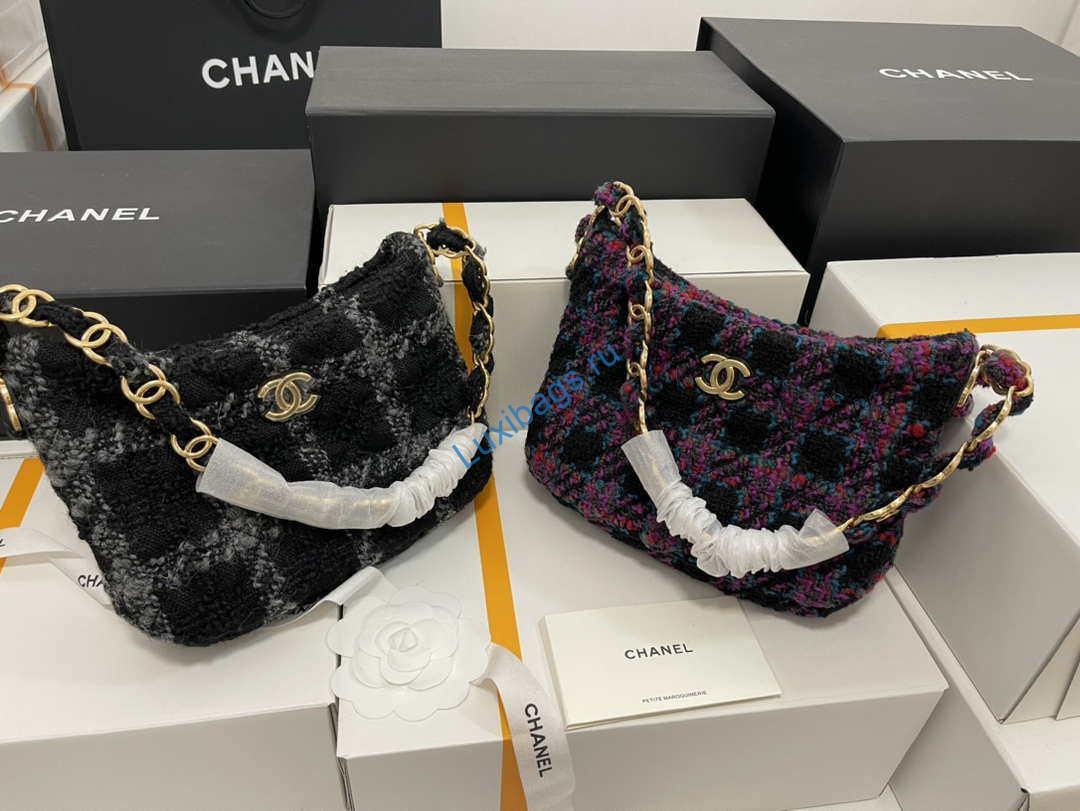 Chanel AS3562 Hobo Handbag Wool Tweed Purple | chanel as3562 hobo handbag wool tweed black 010 80a0f9e9 091d 45ac af8a 54f58ba7bc2d