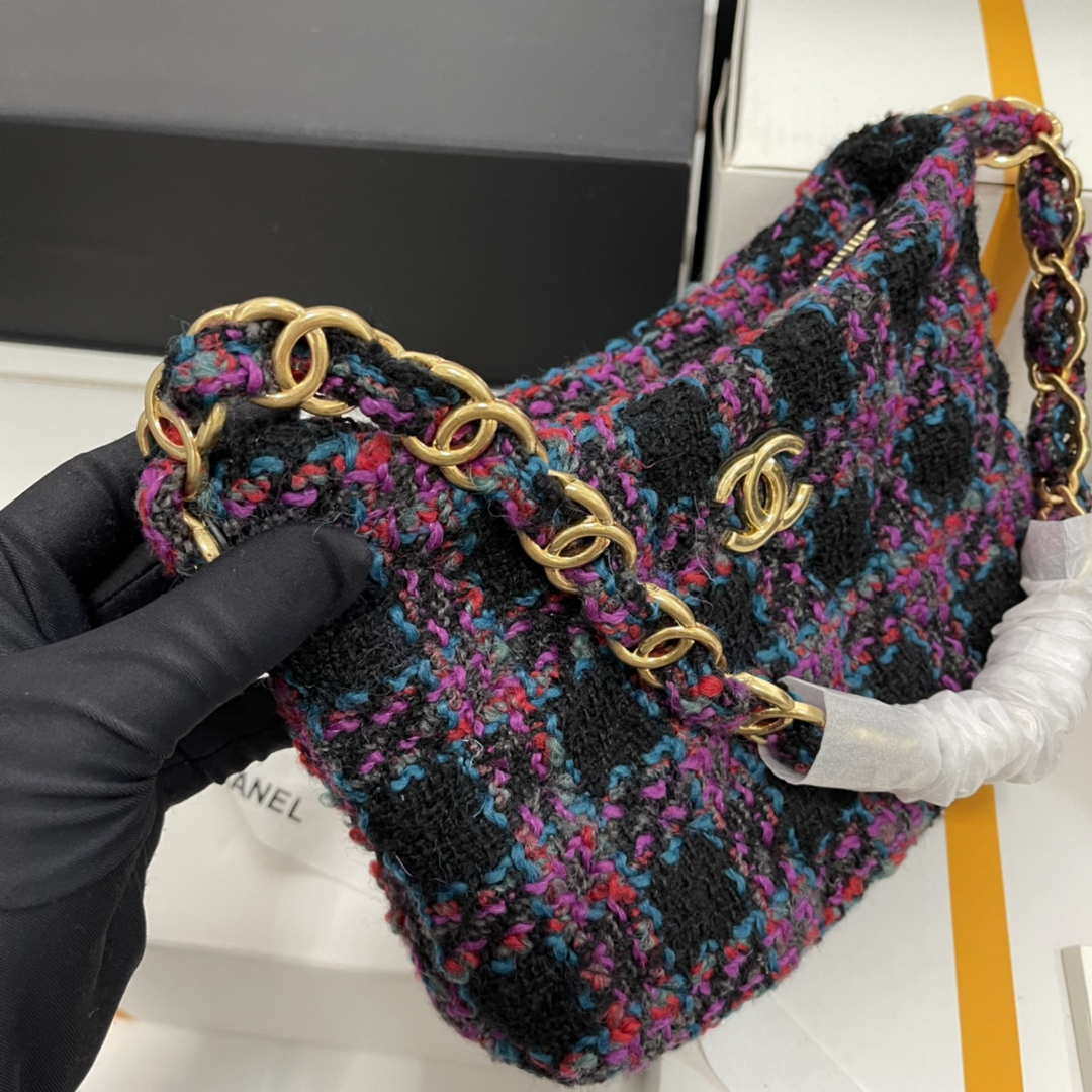 Chanel AS3562 Hobo Handbag Wool Tweed Purple | chanel as3562 hobo handbag wool tweed purple 002