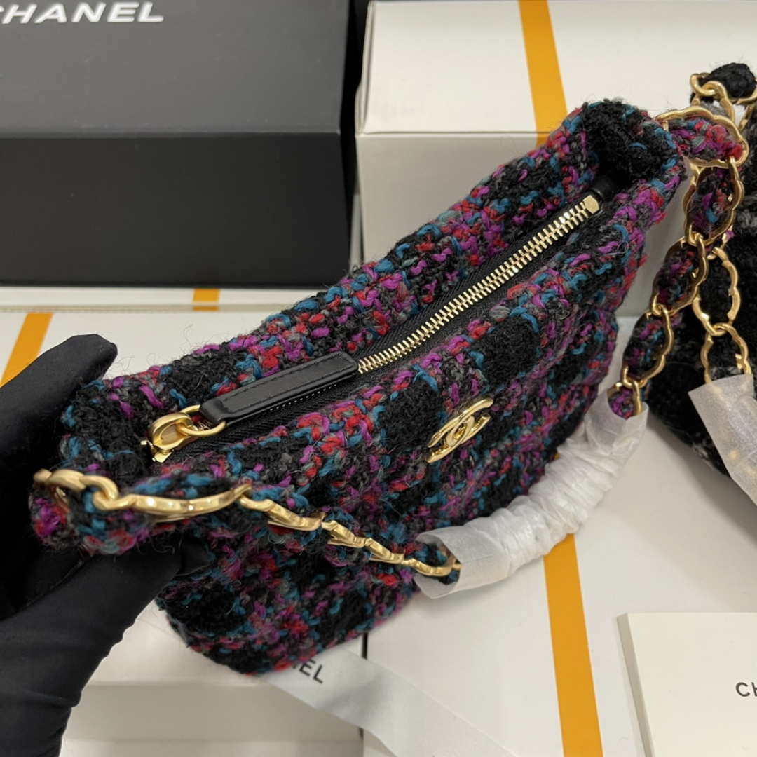 Chanel AS3562 Hobo Handbag Wool Tweed Purple | chanel as3562 hobo handbag wool tweed purple 004