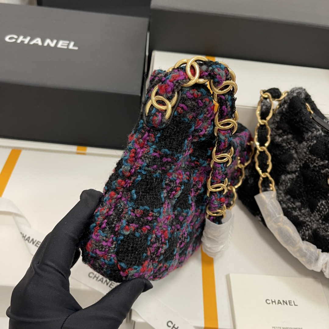 Chanel AS3562 Hobo Handbag Wool Tweed Purple | chanel as3562 hobo handbag wool tweed purple 005
