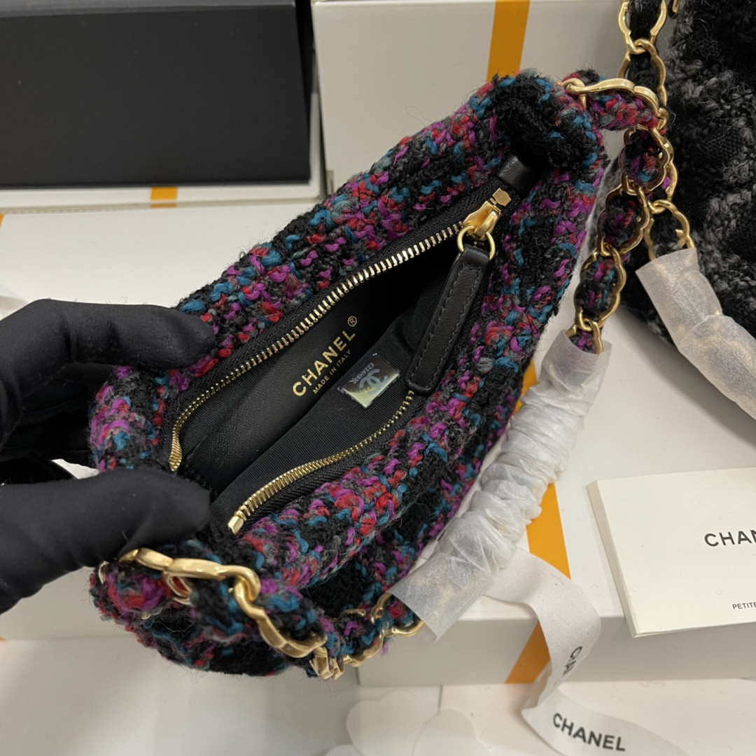 Chanel AS3562 Hobo Handbag Wool Tweed Purple | chanel as3562 hobo handbag wool tweed purple 006