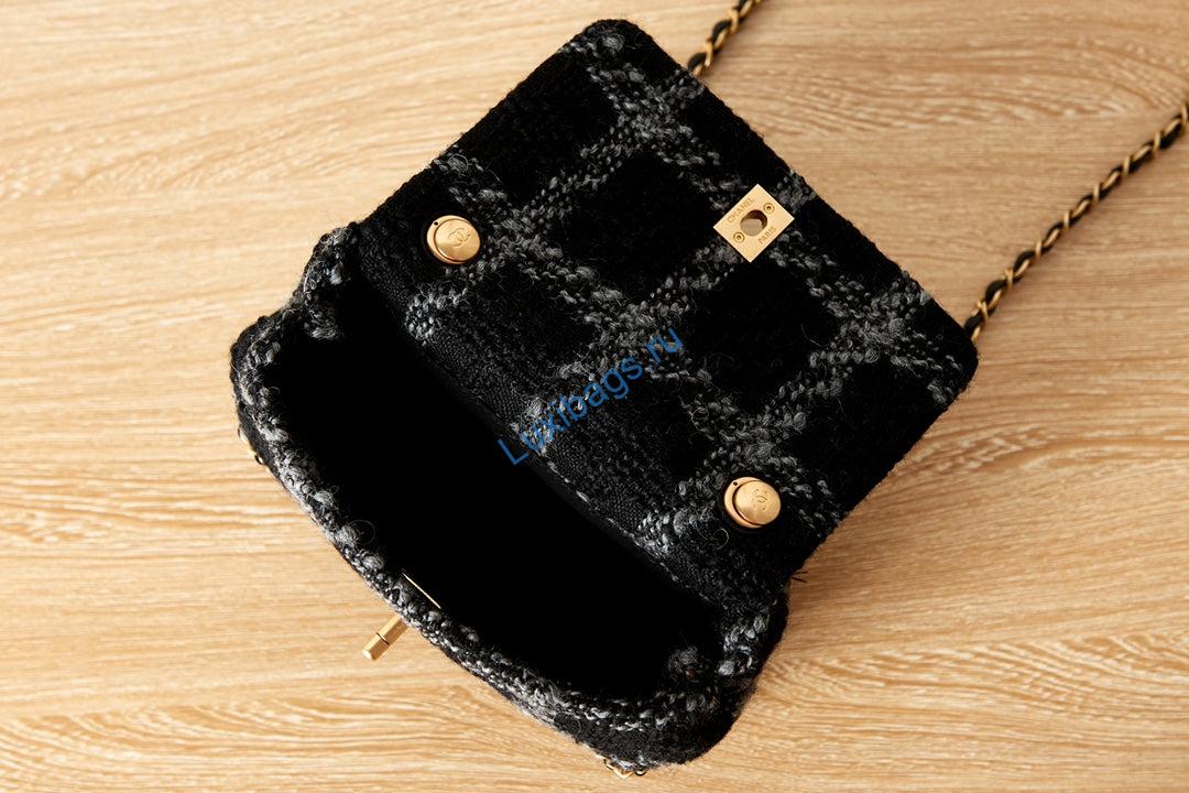 Chanel AS3572 Small Flap Bag Wool Tweed Black | chanel as3572 small flap bag wool tweed black 007