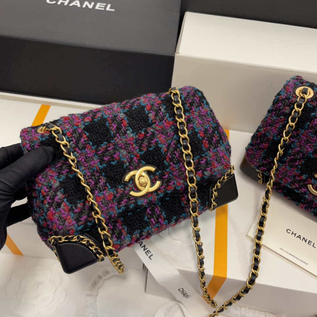 Chanel AS3572 Small Flap Bag Wool Tweed Purple | chanel as3572 small flap bag wool tweed purple 002
