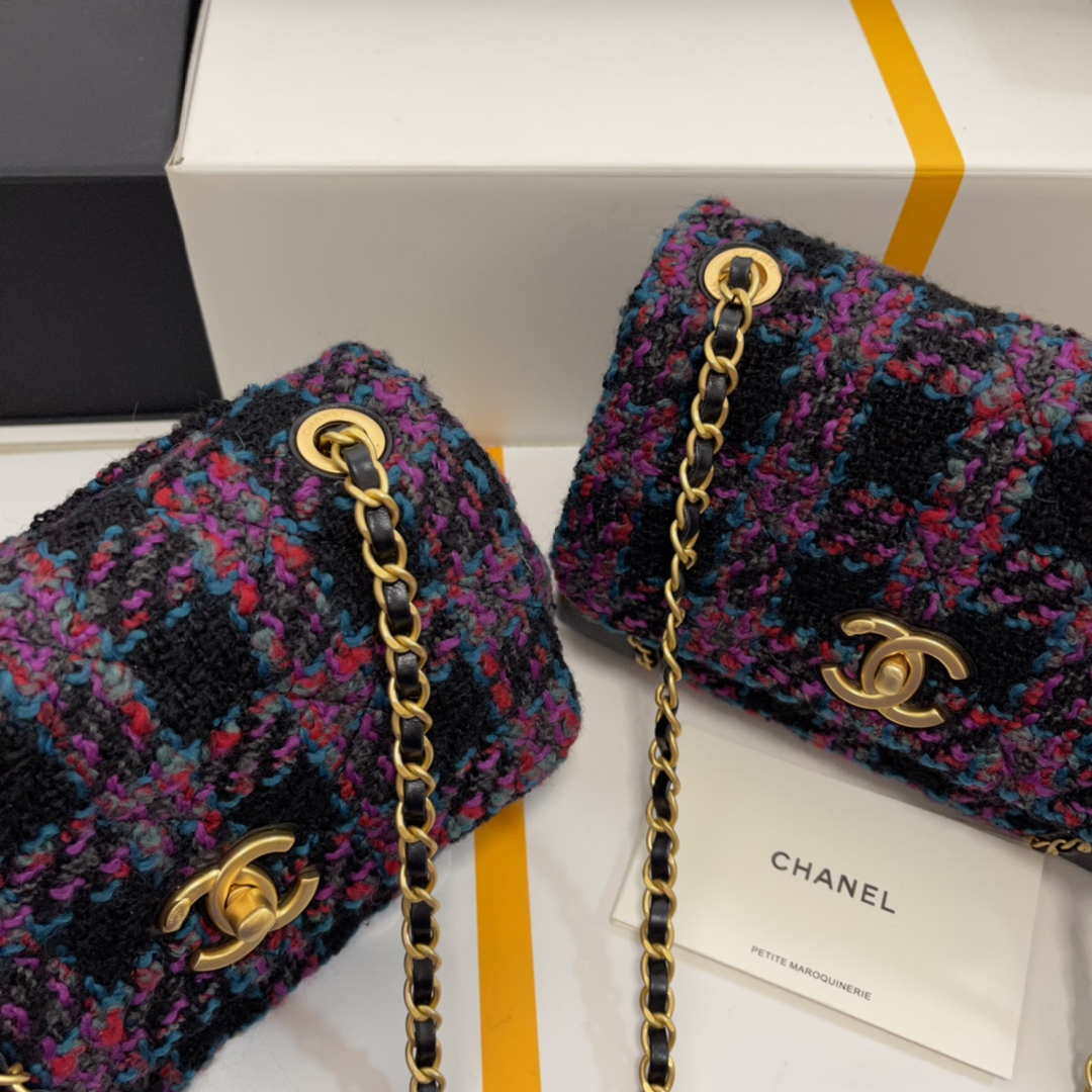 Chanel AS3572 Small Flap Bag Wool Tweed Purple | chanel as3572 small flap bag wool tweed purple 003