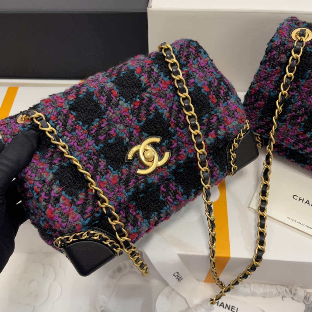 Chanel AS3572 Small Flap Bag Wool Tweed Purple | chanel as3572 small flap bag wool tweed purple 004