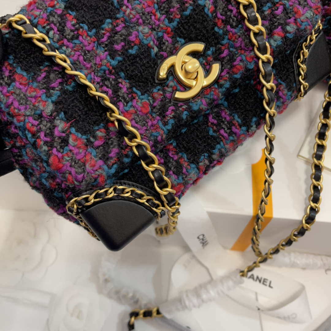 Chanel AS3572 Small Flap Bag Wool Tweed Purple | chanel as3572 small flap bag wool tweed purple 005