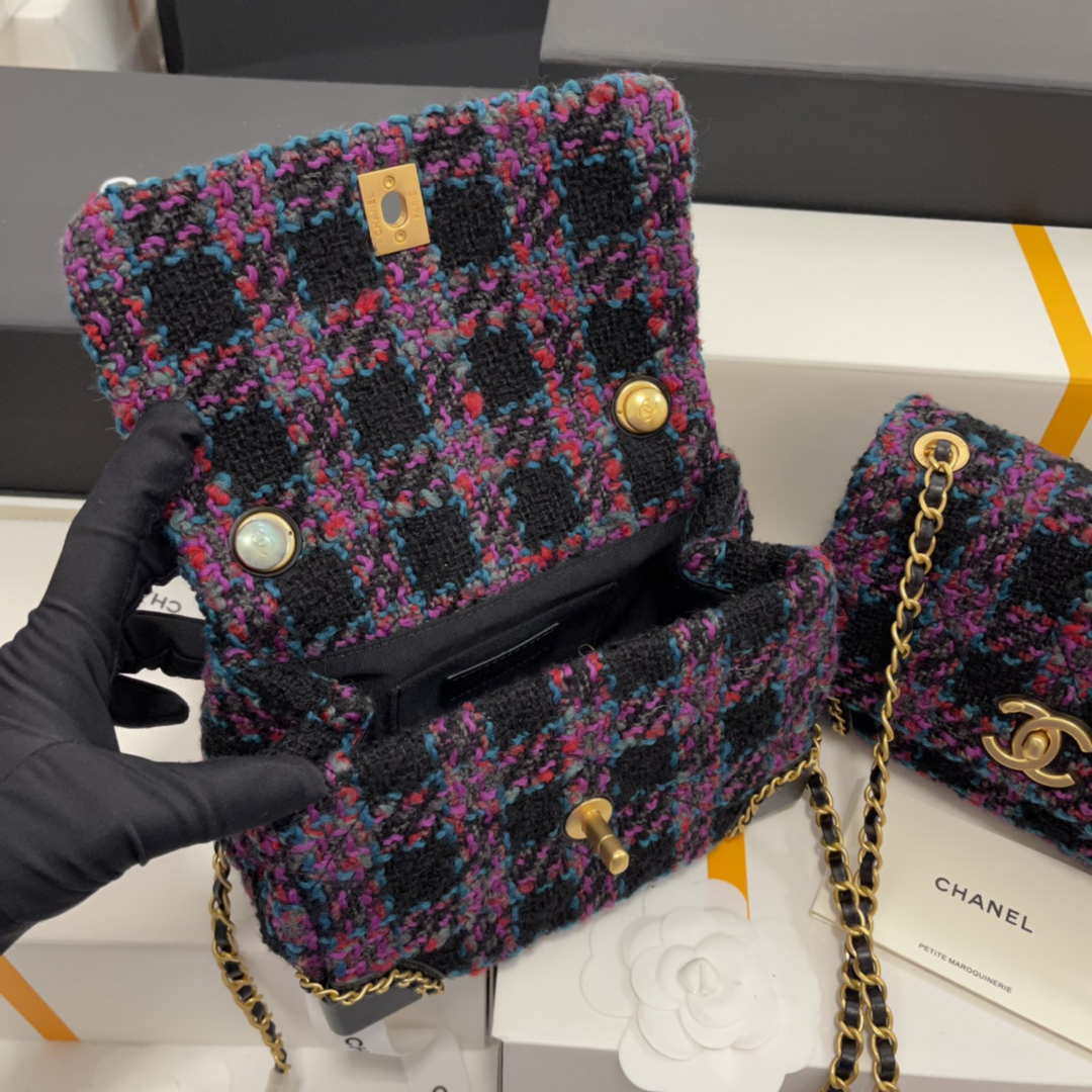 Chanel AS3572 Small Flap Bag Wool Tweed Purple | chanel as3572 small flap bag wool tweed purple 007