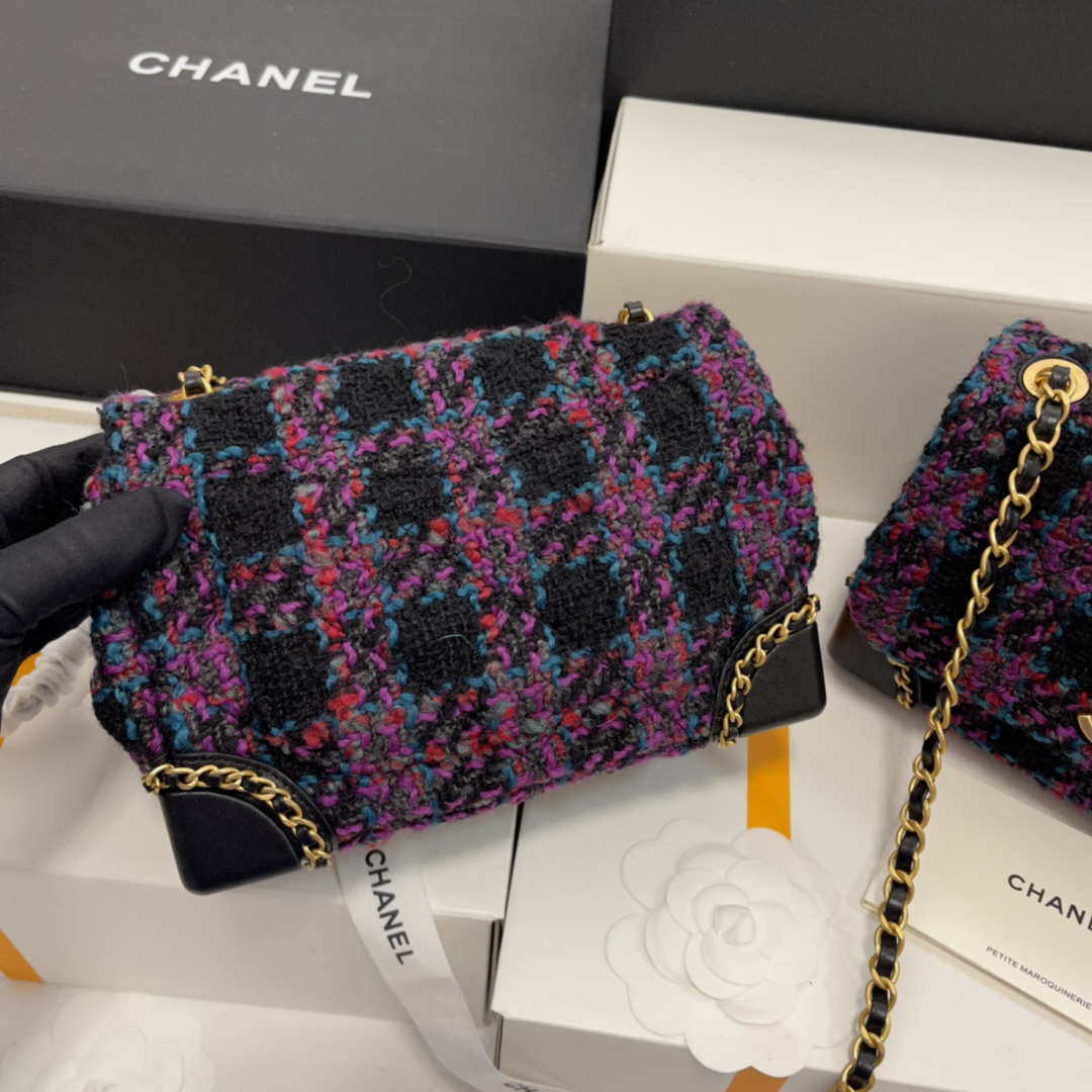 Chanel AS3572 Small Flap Bag Wool Tweed Purple | chanel as3572 small flap bag wool tweed purple 009