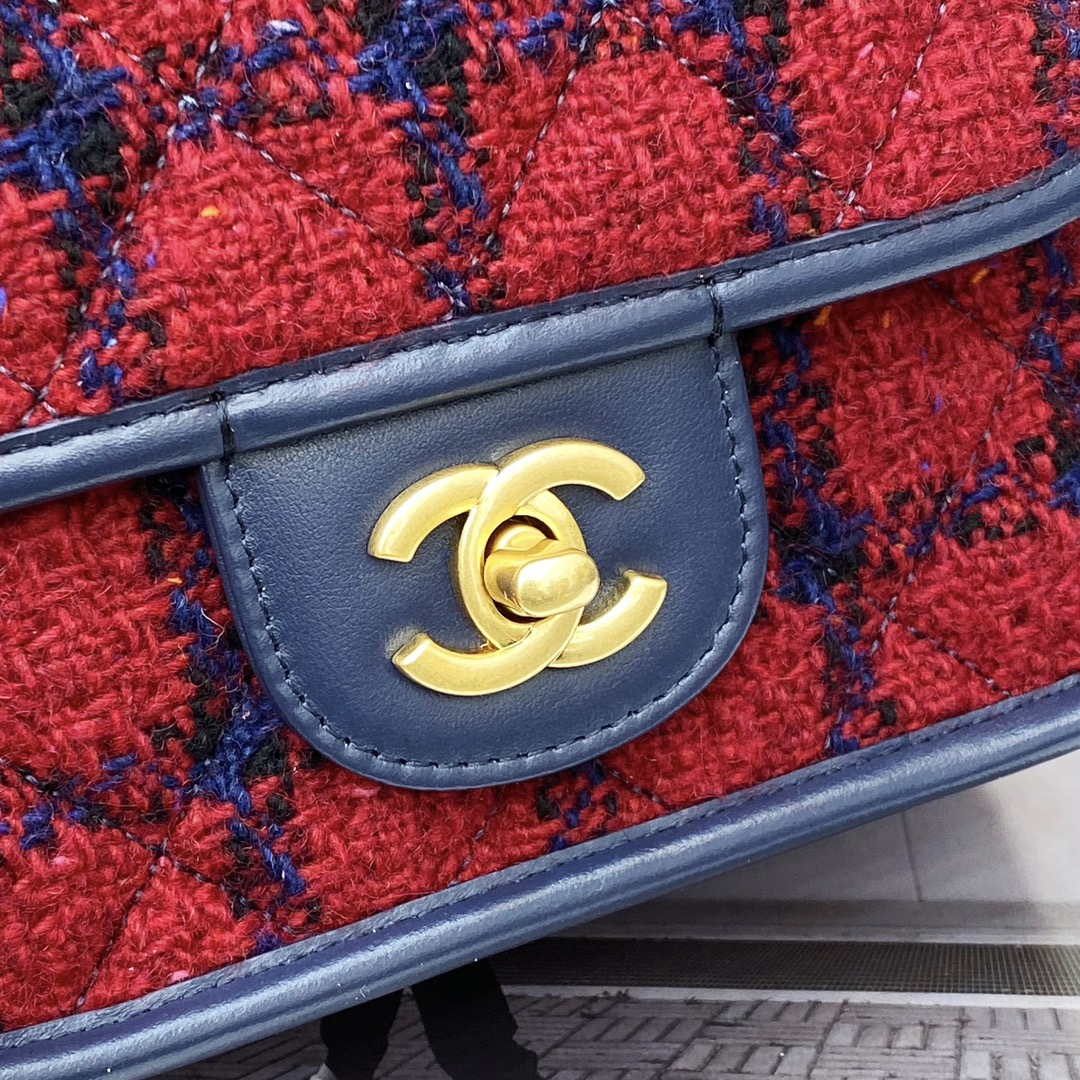 Chanel AS3652 Small Flap Bag with Top Handle Cotton & Wool Tweed & Gold-Tone Metal Black and Red | chanel as3652 small flap bag with top handle cotton wool tweed gold tone metal black and red 008