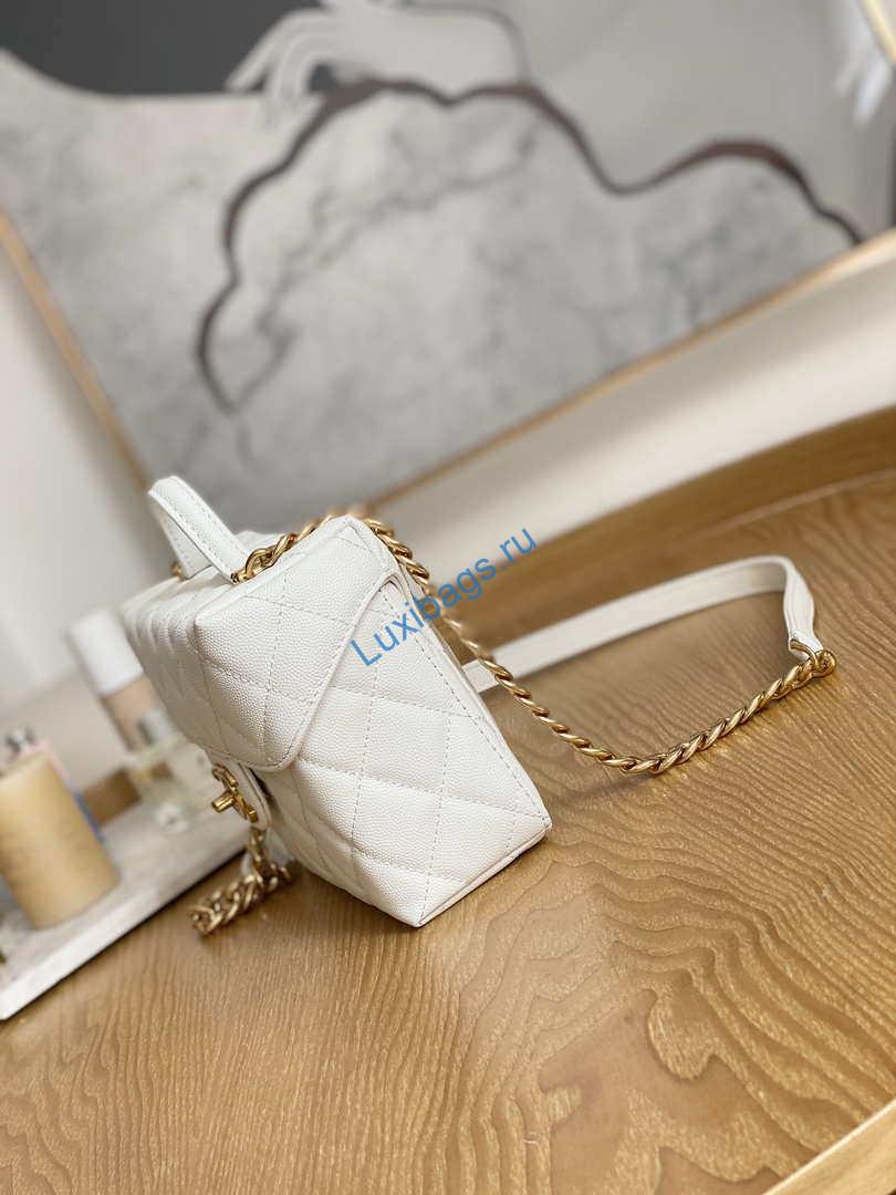 Chanel AS3729 Small Vanity Case Grained Calfskin & Gold-Tone Metal White | chanel as3729 small vanity case grained calfskin gold tone metal white 003