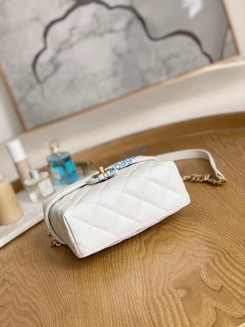 Chanel AS3729 Small Vanity Case Grained Calfskin & Gold-Tone Metal White | chanel as3729 small vanity case grained calfskin gold tone metal white 005