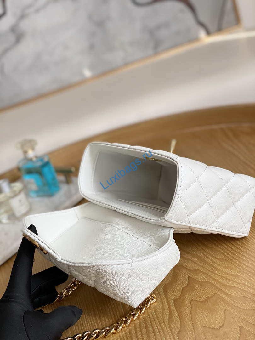 Chanel AS3729 Small Vanity Case Grained Calfskin & Gold-Tone Metal White | chanel as3729 small vanity case grained calfskin gold tone metal white 007