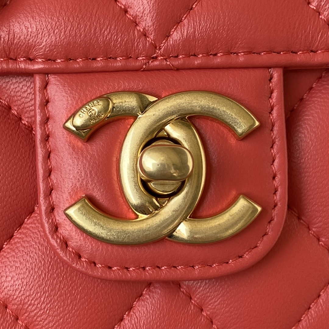 Chanel AS3738 Mini Flap Bag Lambskin Enamel & Gold-Tone Metal Red | chanel as3738 mini flap bag lambskin enamel gold tone metal red 030