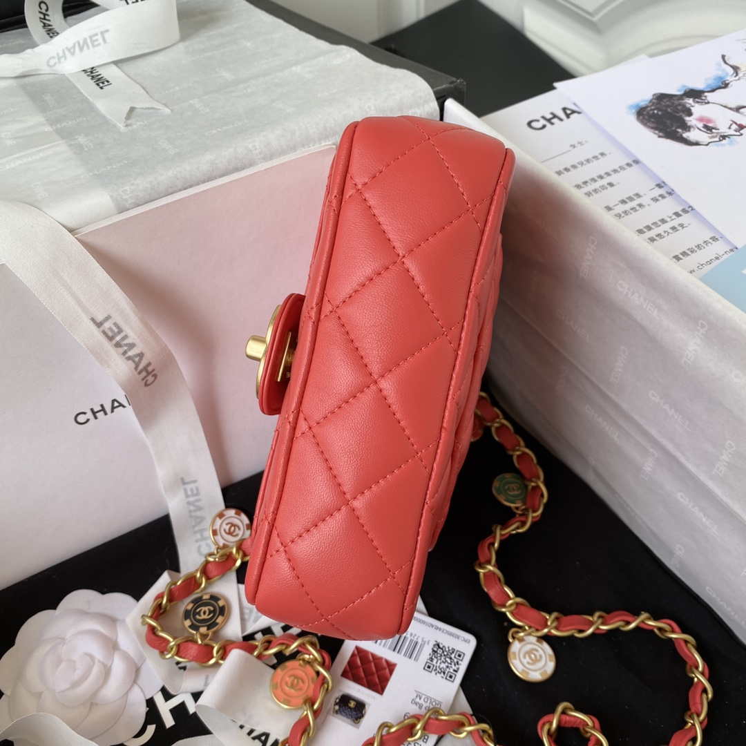 Chanel AS3738 Mini Flap Bag Lambskin Enamel & Gold-Tone Metal Red | chanel as3738 mini flap bag lambskin enamel gold tone metal red 033