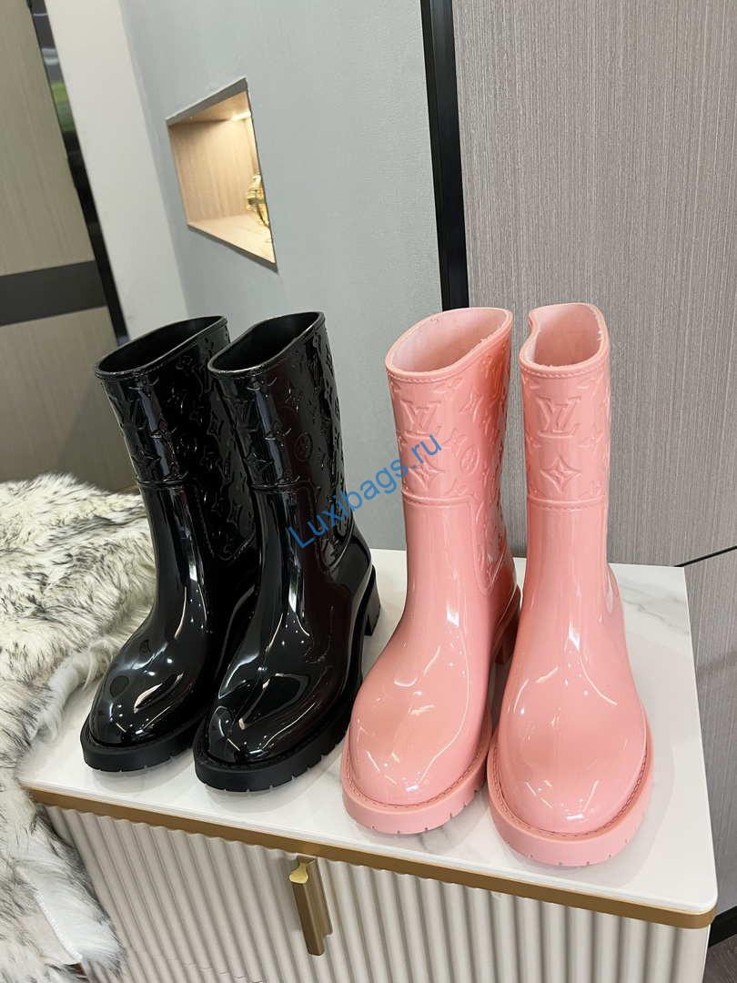 Louis Vuitton Women's Shoes 1A3CUK Drops flat half Rain Boots L608813 Pink | louis vuitton womens shoes rain boots l608812 002 fdc26ad6 5cca 4502 b5e1 0dafe20fd67a