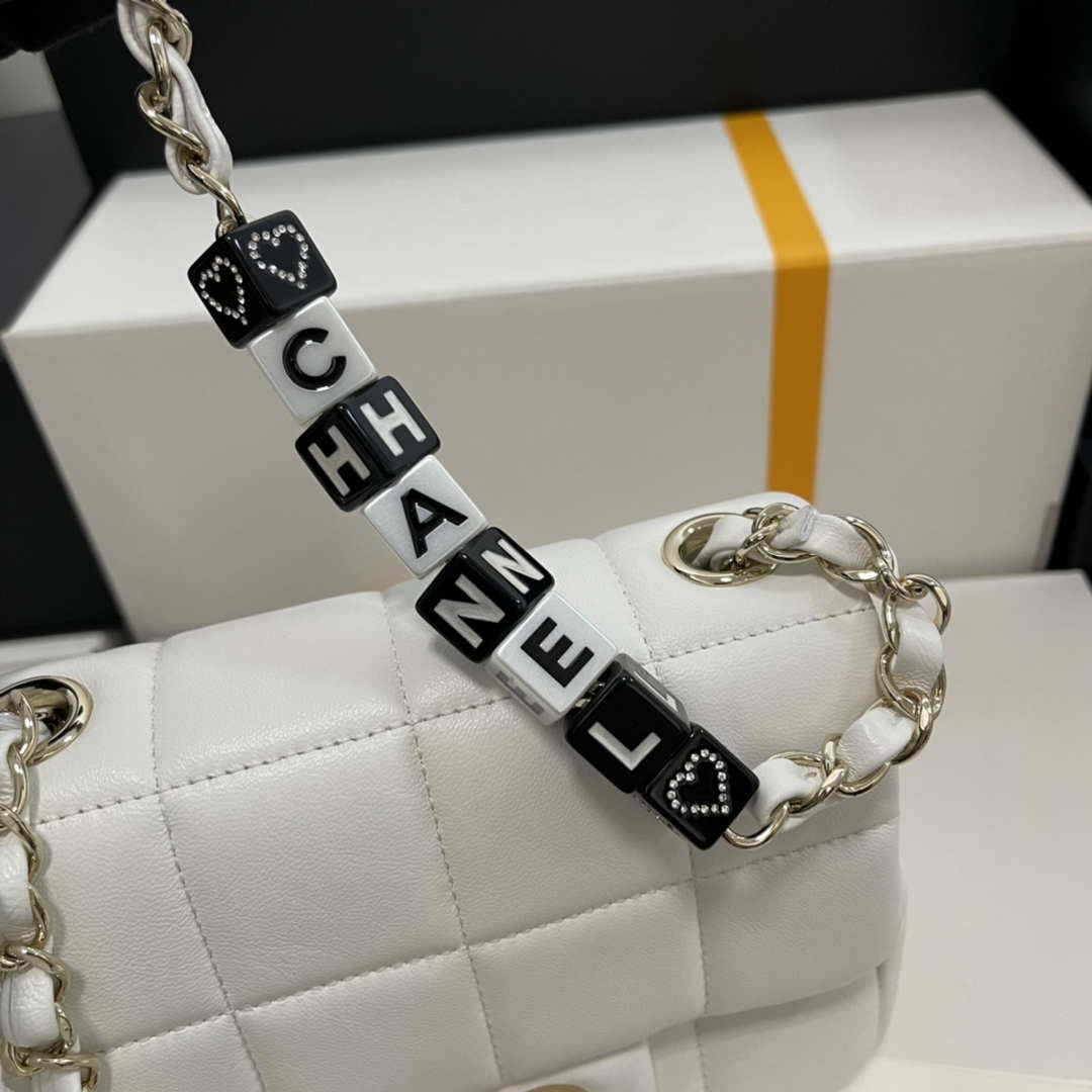 Chanel AS3744 Mini Flap Bag White Lambskin Resin & Gold-Tone Metal White | chanel as3744 mini flap bag white lambskin resin gold tone metal white 006