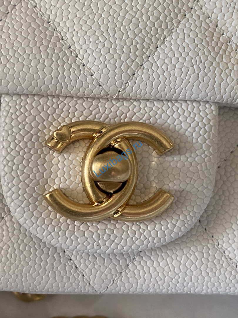Chanel AS3828 Mini Flap Chain Bag White Calfskin Gold | chanel as3828 mini flap chain bag white calfskin gold 004