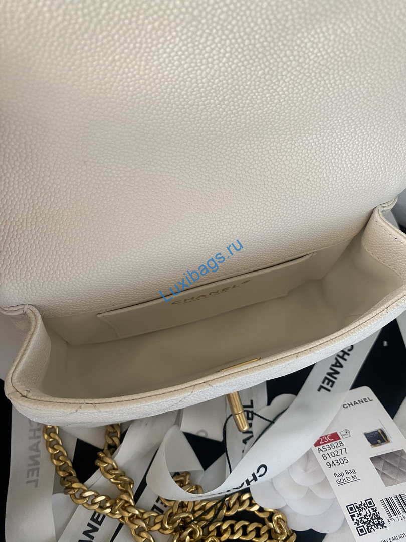 Chanel AS3828 Mini Flap Chain Bag White Calfskin Gold | chanel as3828 mini flap chain bag white calfskin gold 007