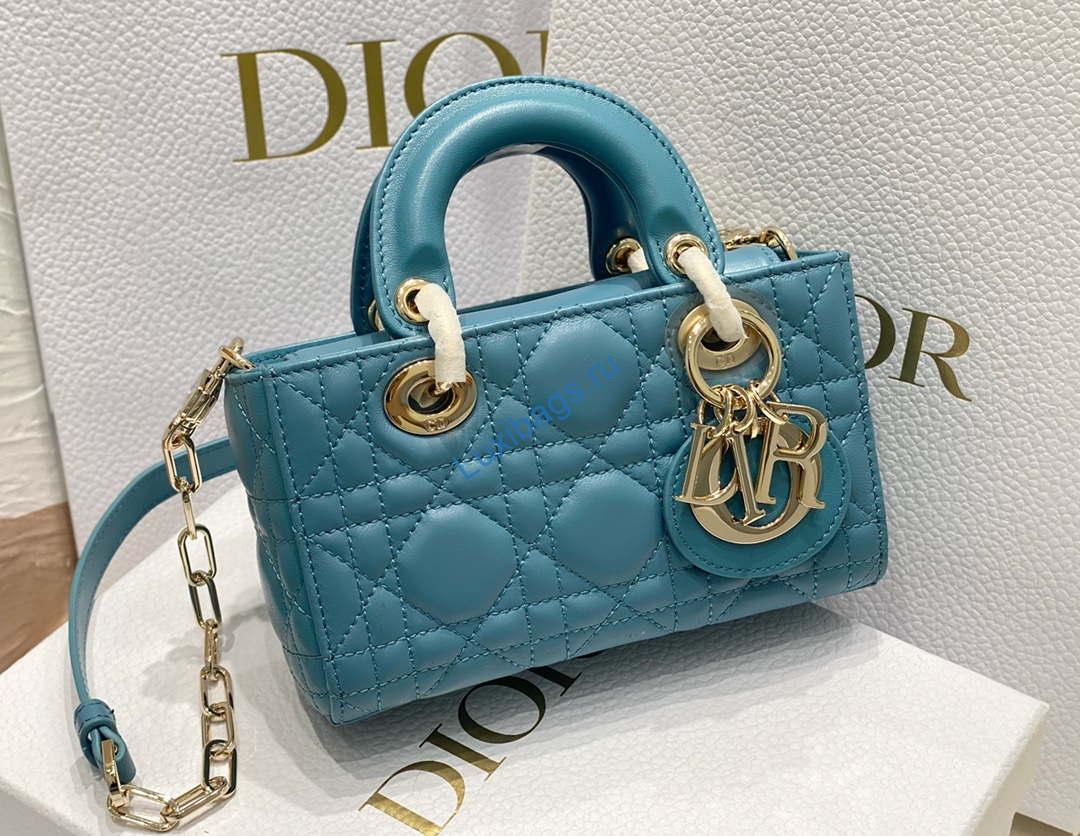 Dior S0910 Micro Lady D-joy Bag Blue Cannage Lambskin | dior s0910 small lady d joy bag blue cannage lambskin 003