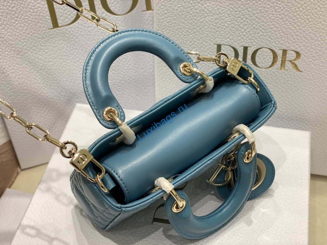 Dior S0910 Micro Lady D-joy Bag Blue Cannage Lambskin | dior s0910 small lady d joy bag blue cannage lambskin 006