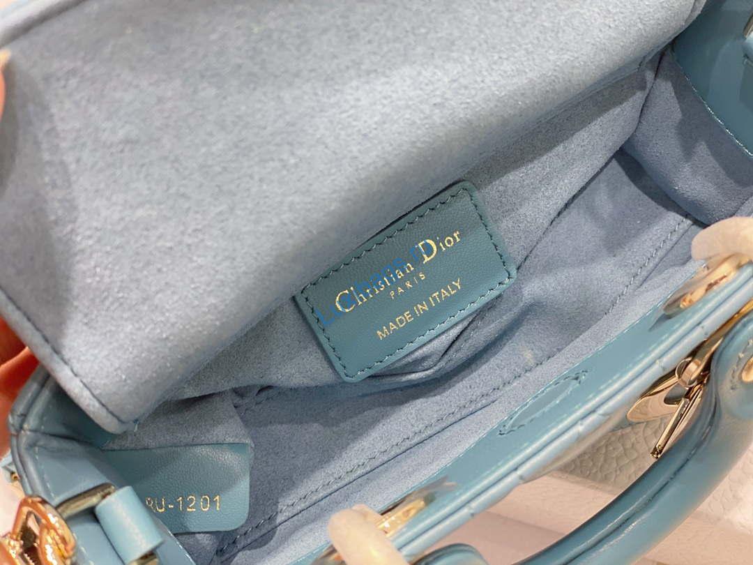 Dior S0910 Micro Lady D-joy Bag Blue Cannage Lambskin | dior s0910 small lady d joy bag blue cannage lambskin 009