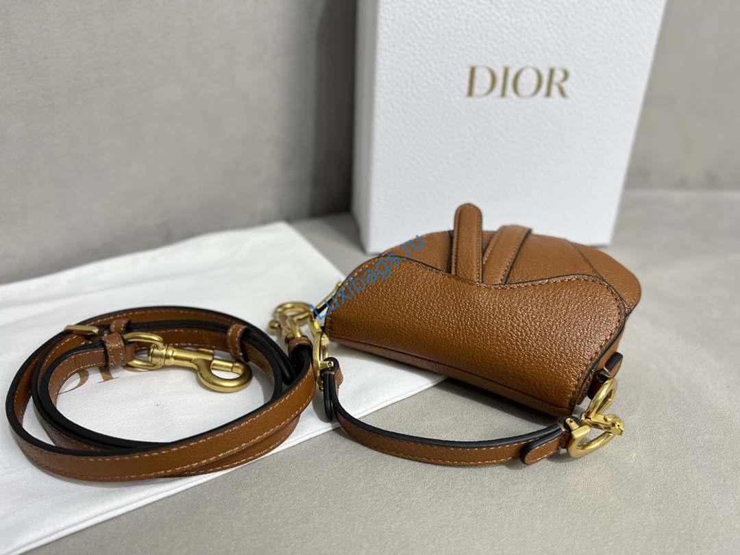 Dior S5685 Micro Saddle Bag With Strap Scarlet Brown Goatskin | dior s5685 micro saddle bag with strap brown goatskin 002
