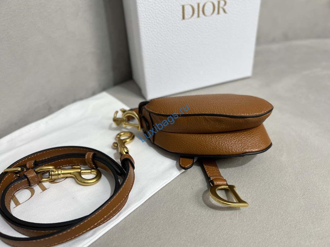Dior S5685 Micro Saddle Bag With Strap Scarlet Brown Goatskin | dior s5685 micro saddle bag with strap brown goatskin 005