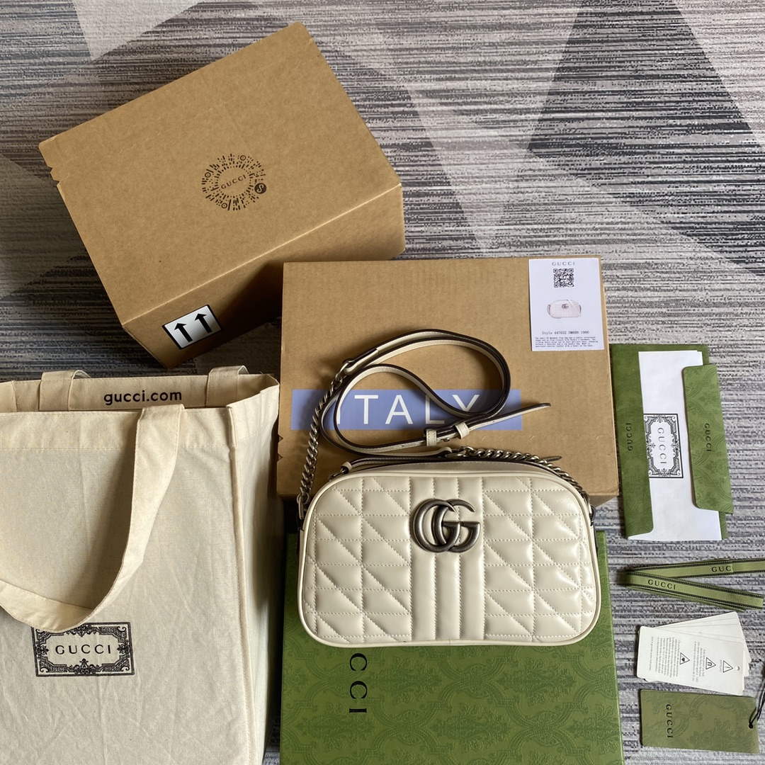 Gucci 447632 GG Marmont matelassé small shoulder bag White | gucci 447632 gg marmont small shoulder bag white 1