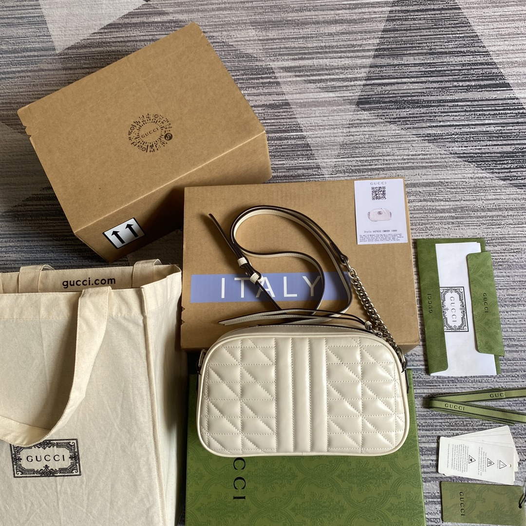 Gucci 447632 GG Marmont matelassé small shoulder bag White | gucci 447632 gg marmont small shoulder bag white 2