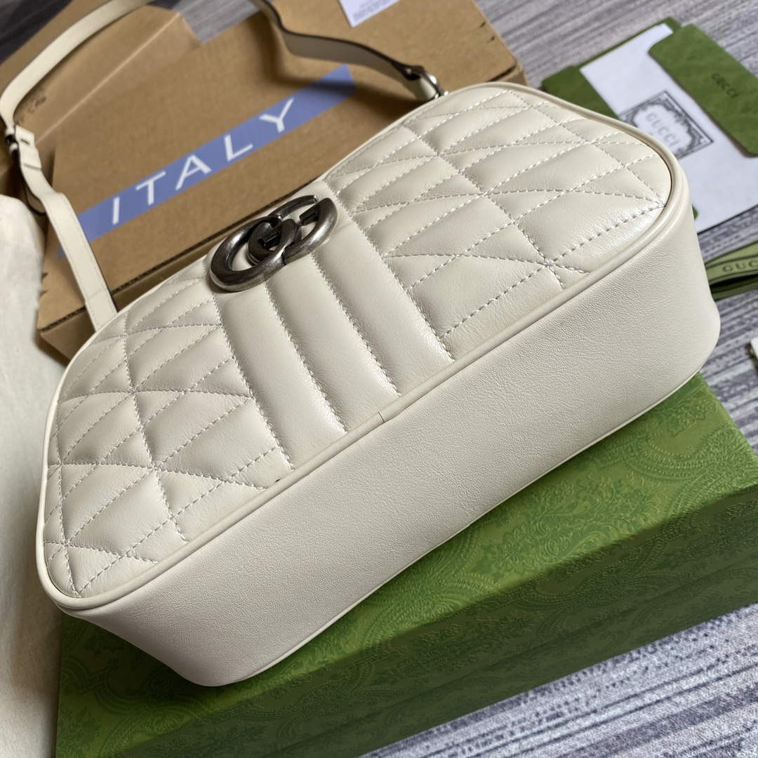 Gucci 447632 GG Marmont matelassé small shoulder bag White | gucci 447632 gg marmont small shoulder bag white 7