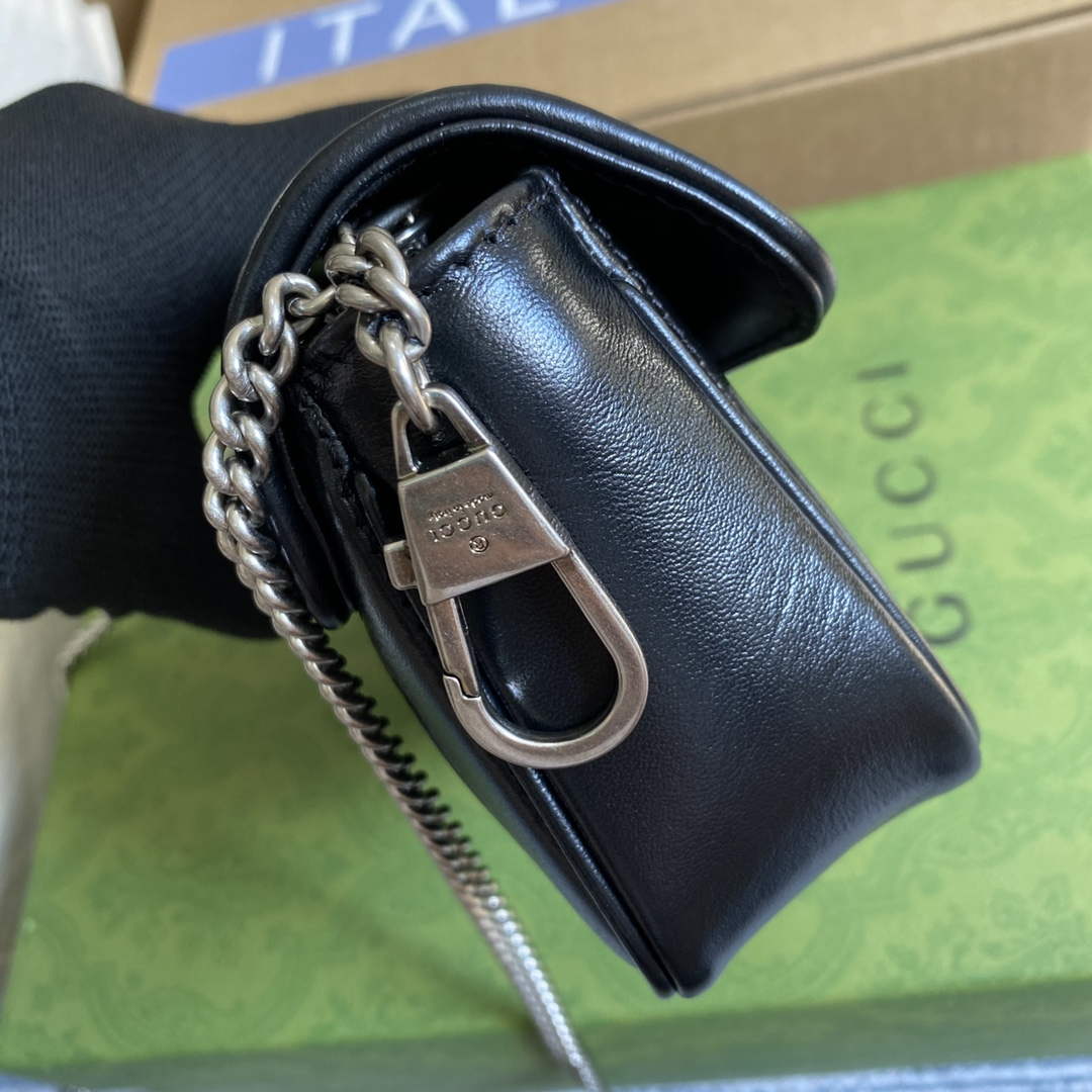 Gucci 476433 GG Marmont Super Mini Bag Black | gucci 476433 gg marmont super mini bag black 3