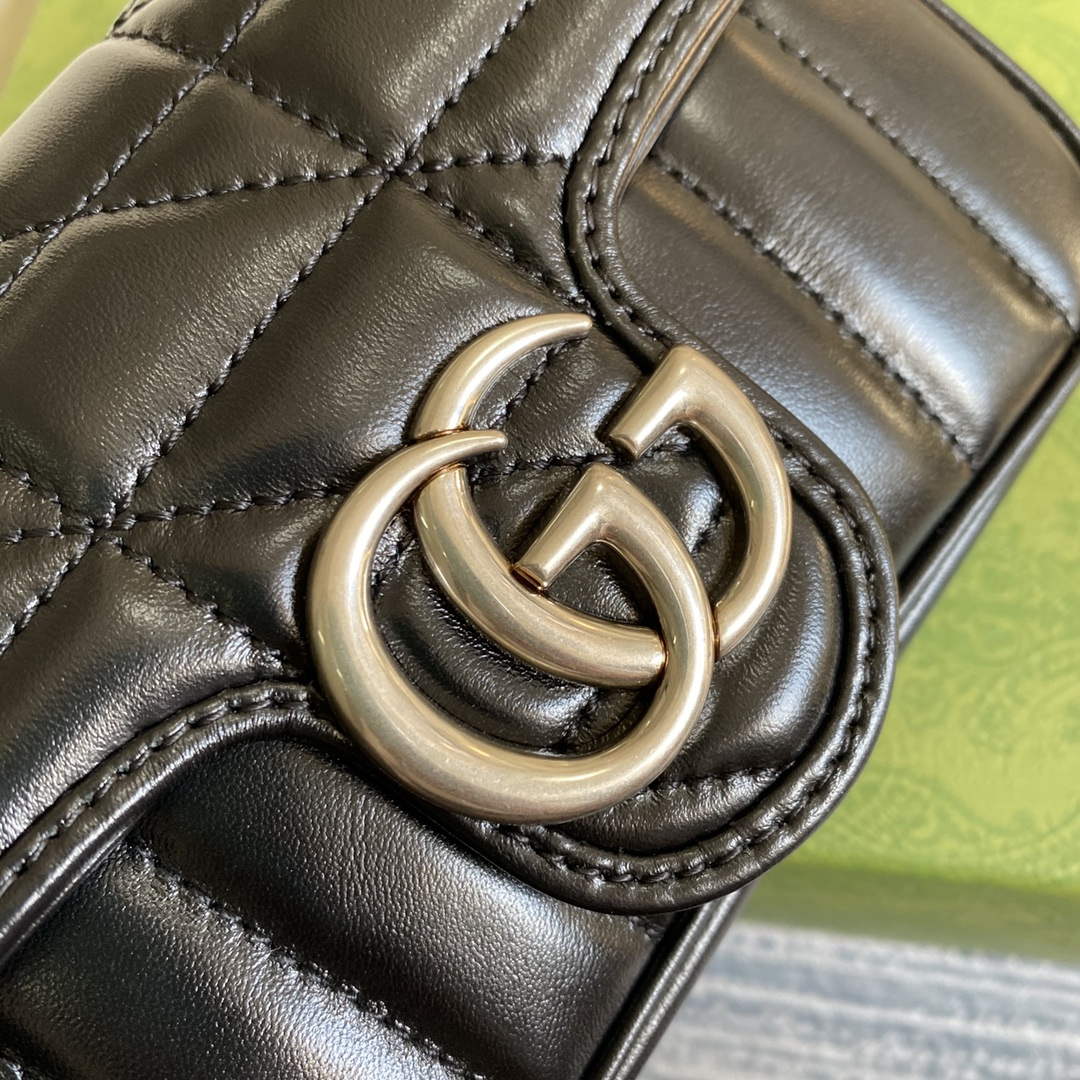 Gucci 476433 GG Marmont Super Mini Bag Black | gucci 476433 gg marmont super mini bag black 4