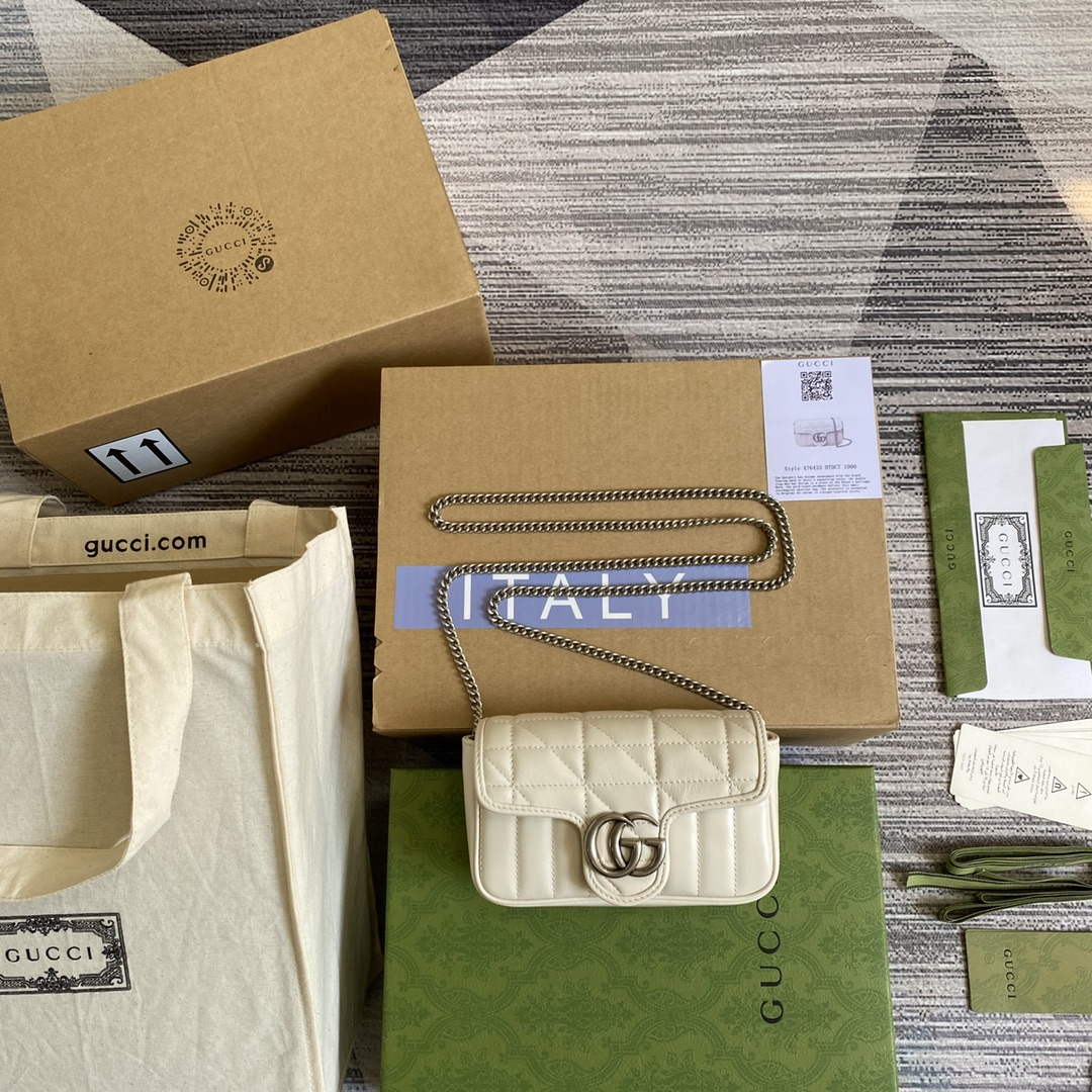 Gucci 476433 GG Marmont Super Mini Bag White | gucci 476433 gg marmont super mini bag white 1