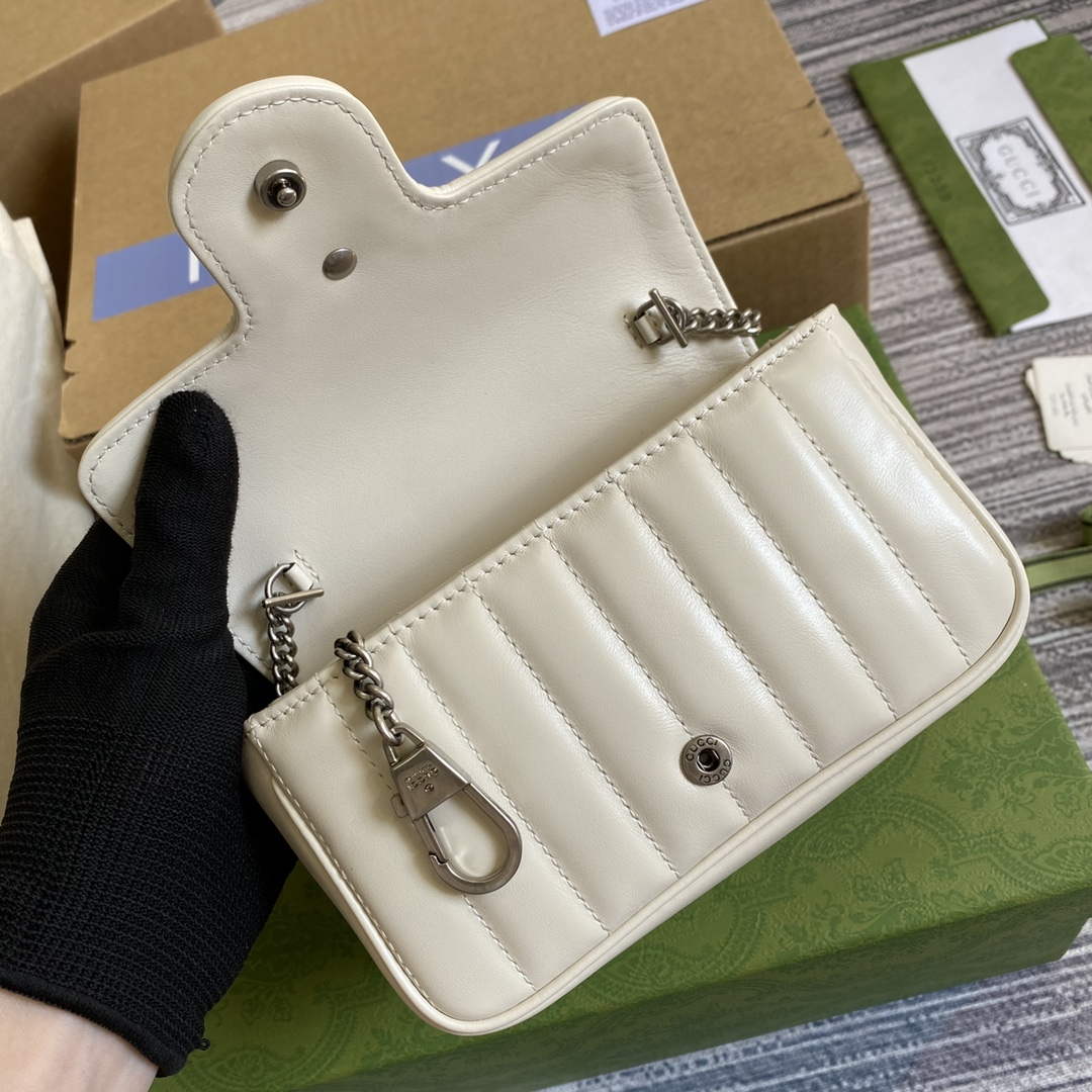 Gucci 476433 GG Marmont Super Mini Bag White | gucci 476433 gg marmont super mini bag white 7