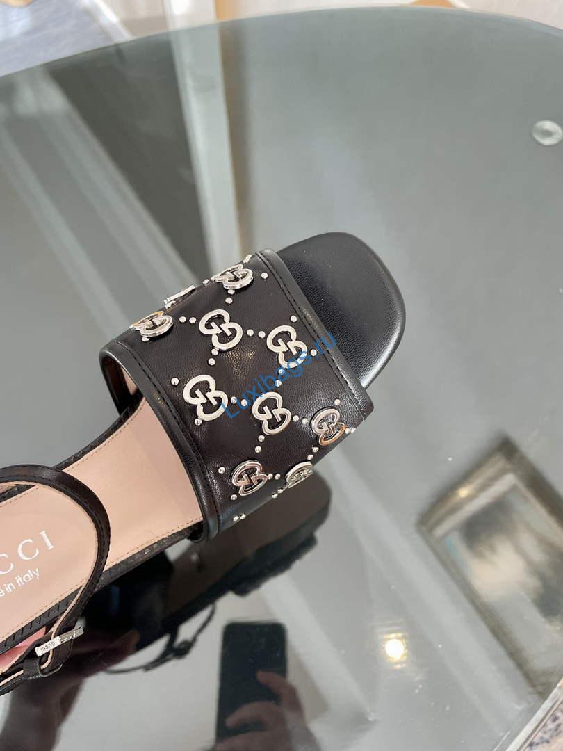 Gucci 719844 Women's Lnterlocking G Studs Sandal G56234 | gucci 719843 womens lnterlocking g studs sandal g56234 5