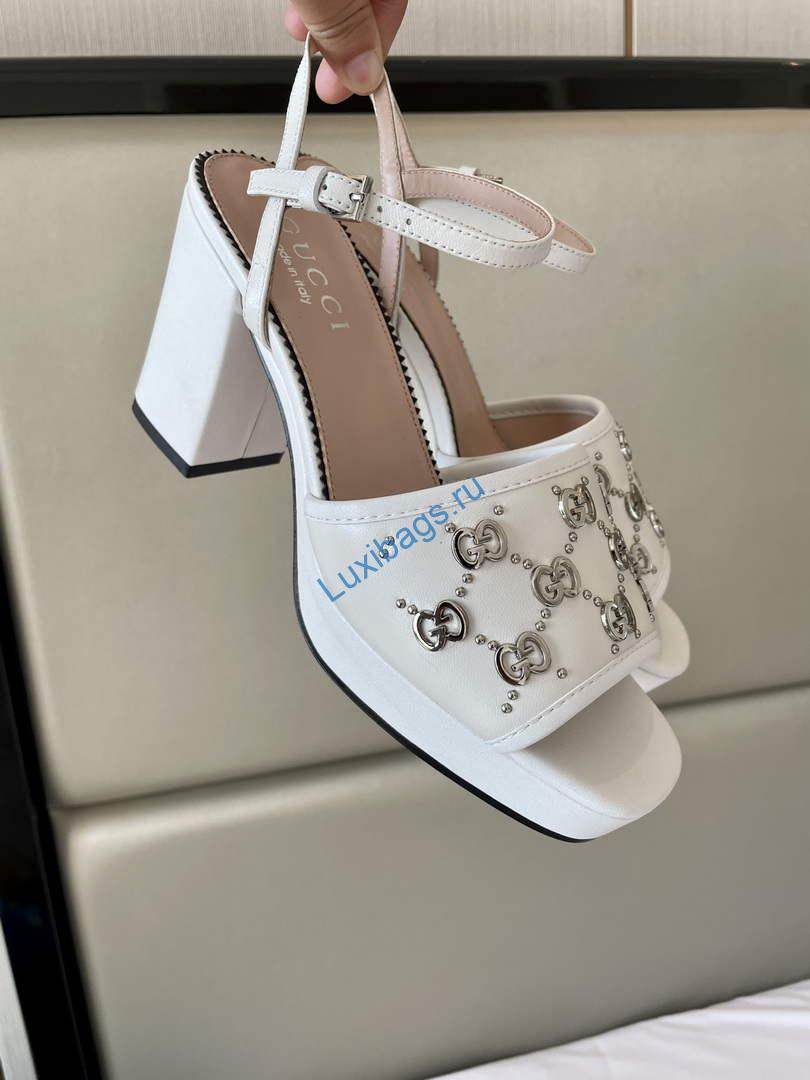 Gucci 719844 Women's Lnterlocking G Studs Sandal G56235 | gucci 719843 womens lnterlocking g studs sandal g56235 7